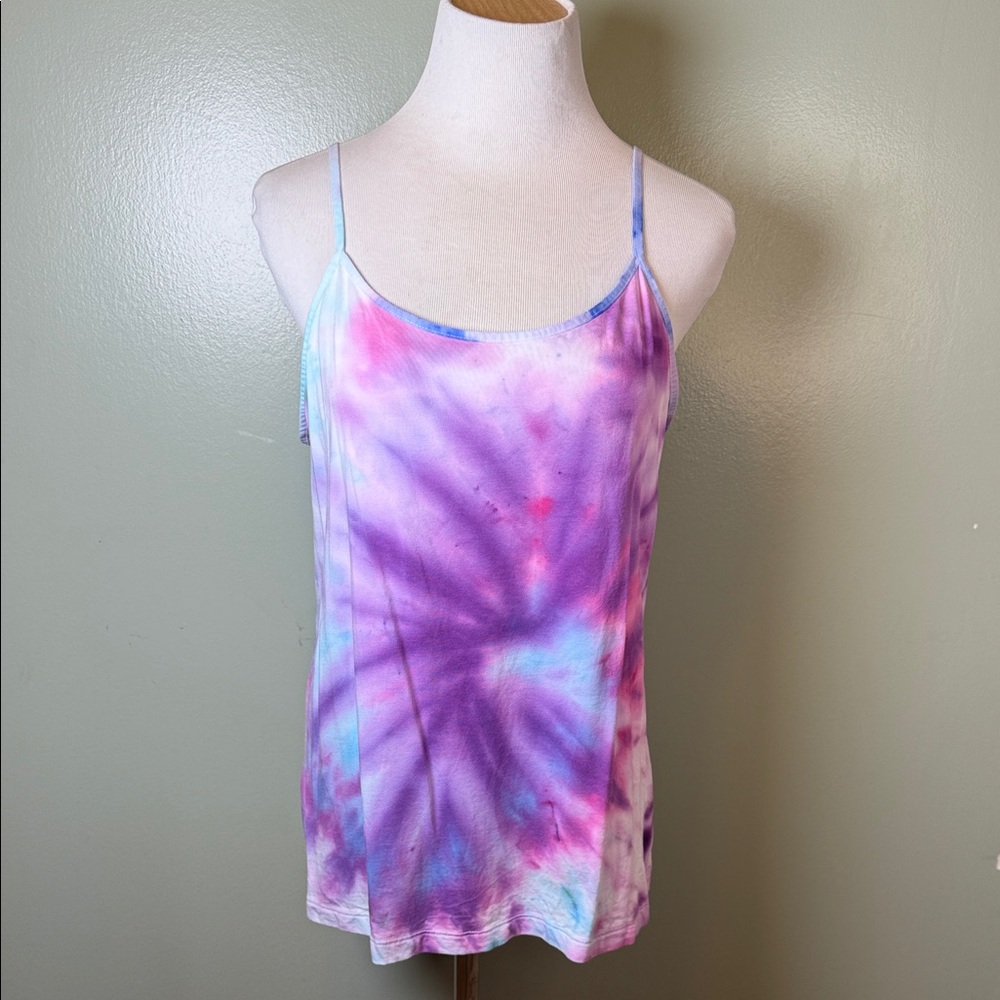 Tie-Dye Spaghetti Strap Top - Purple and Blue